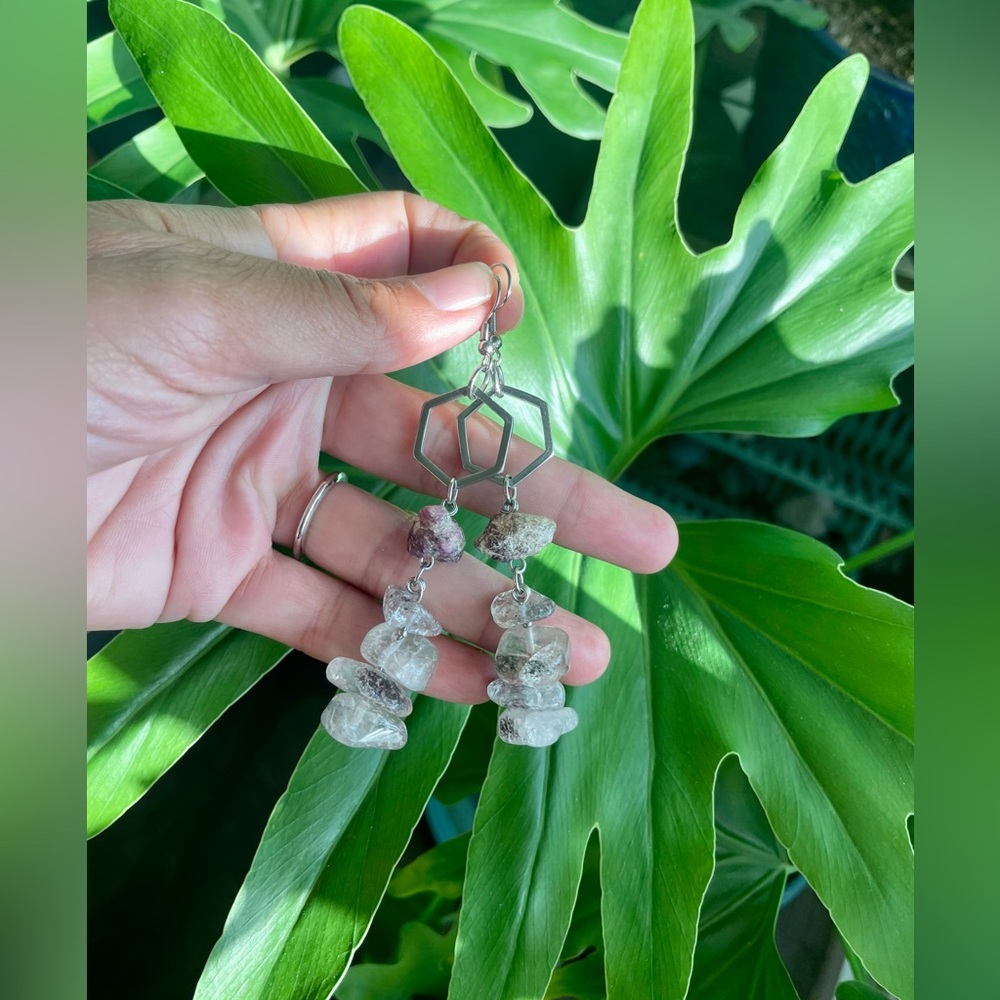 Amethyst & Rough Ruby Earrings - image 1